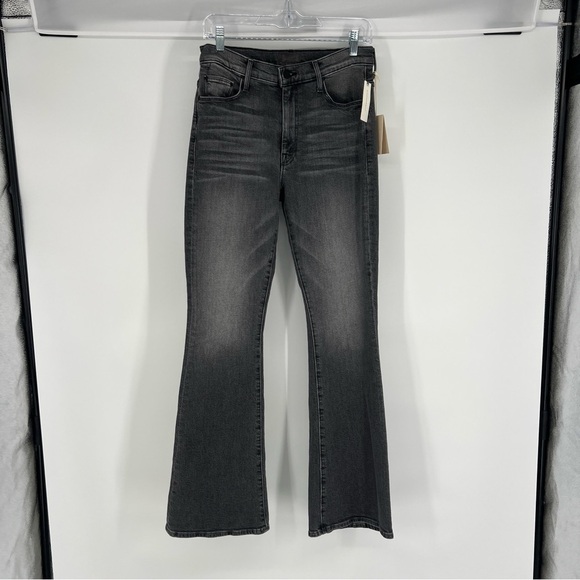Mother The Weekender Dark Denim High Waist Flare Jeans in Wanted Black 30 NWT - Picture 2 of 12
